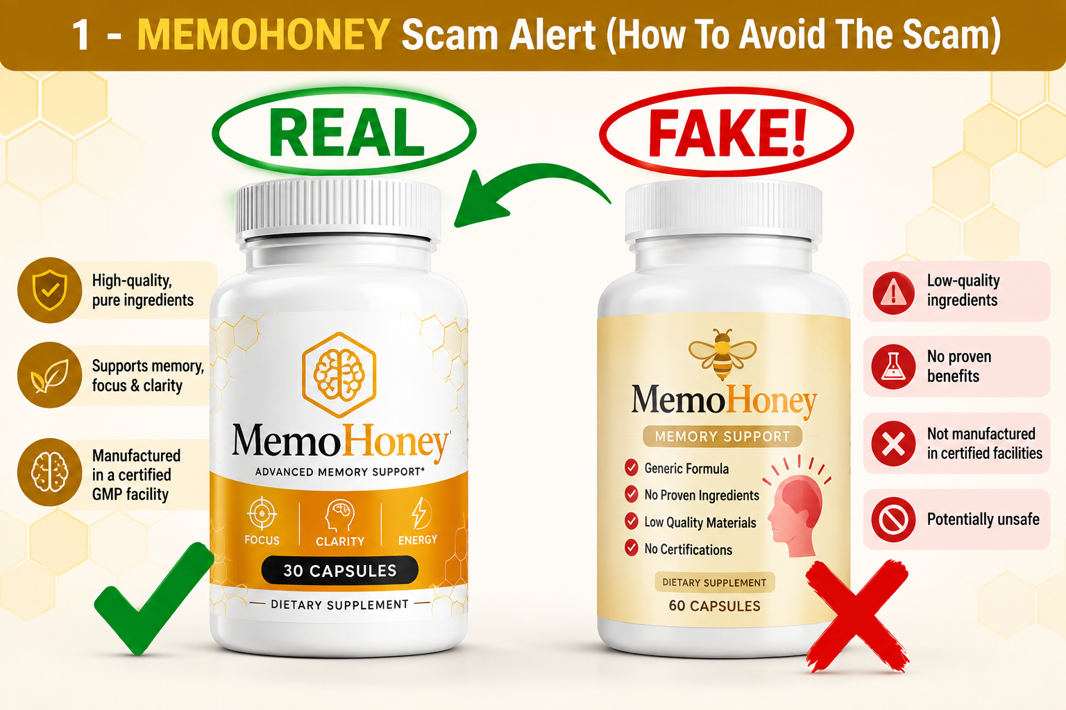 MemoHoney Scam Alert — real vs fake