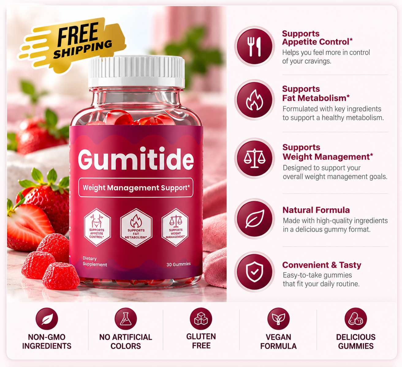 Gumitide product and free shipping promotional artwork